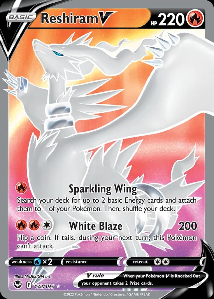 Reshiram V — Silver Tempest 172 Pokémon card