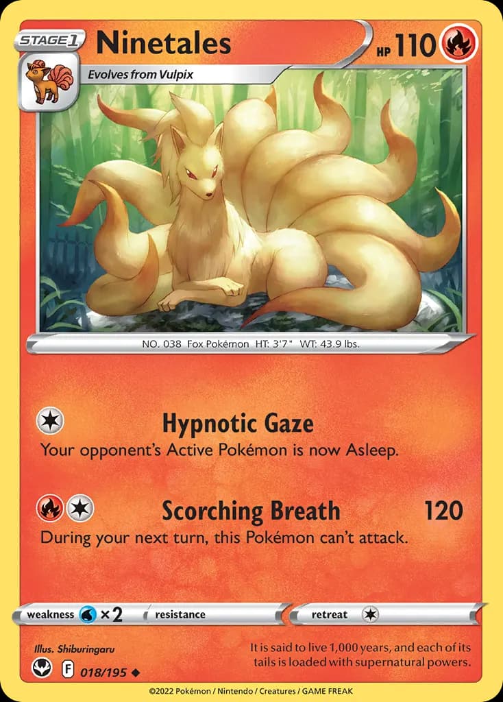 Ninetales — Silver Tempest 18 Pokémon card