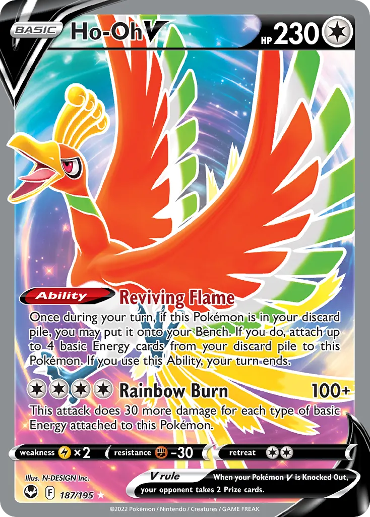Ho-Oh V — Silver Tempest 187 Pokémon card