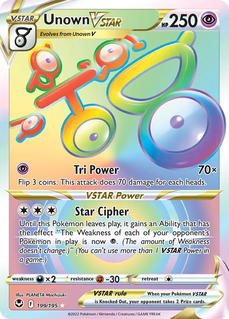 Unown VSTAR — Silver Tempest 199 Pokémon card