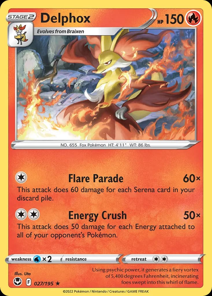 Delphox — Silver Tempest 27 Pokémon card
