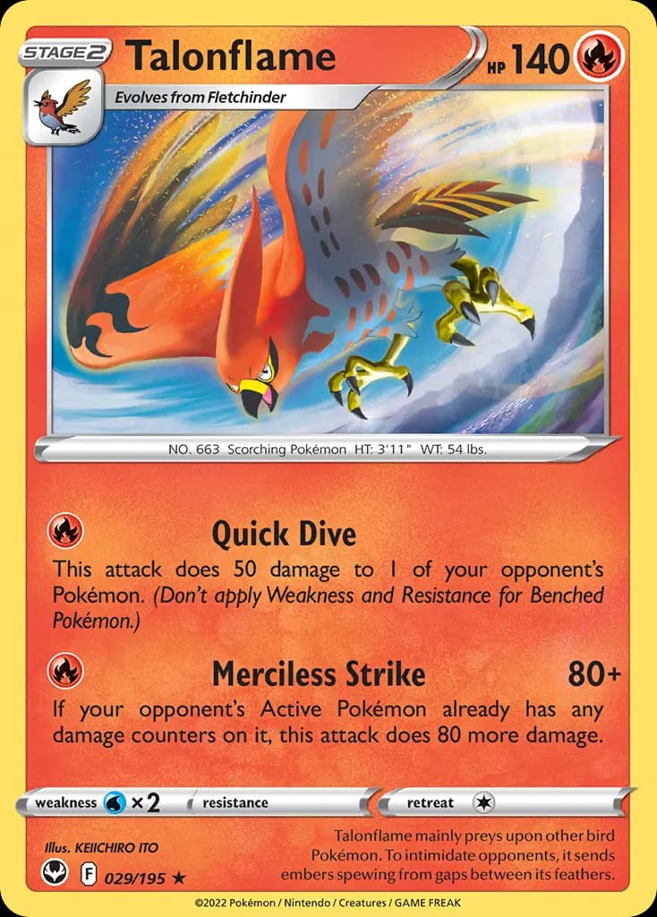 Talonflame — Silver Tempest 29 Pokémon card