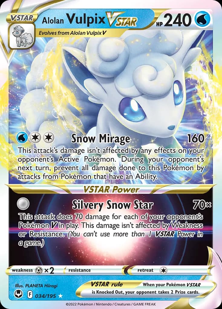 Alolan Vulpix VSTAR — Silver Tempest 34 Pokémon card