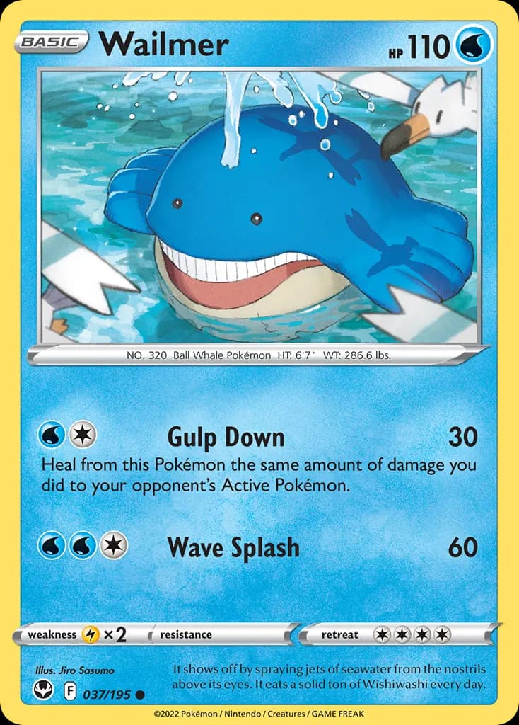 Wailmer — Silver Tempest 37 Pokémon card
