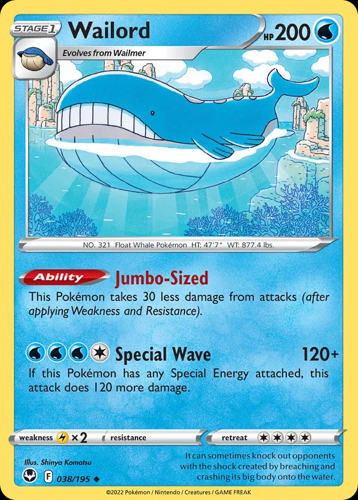 Wailord — Silver Tempest 38 Pokémon card