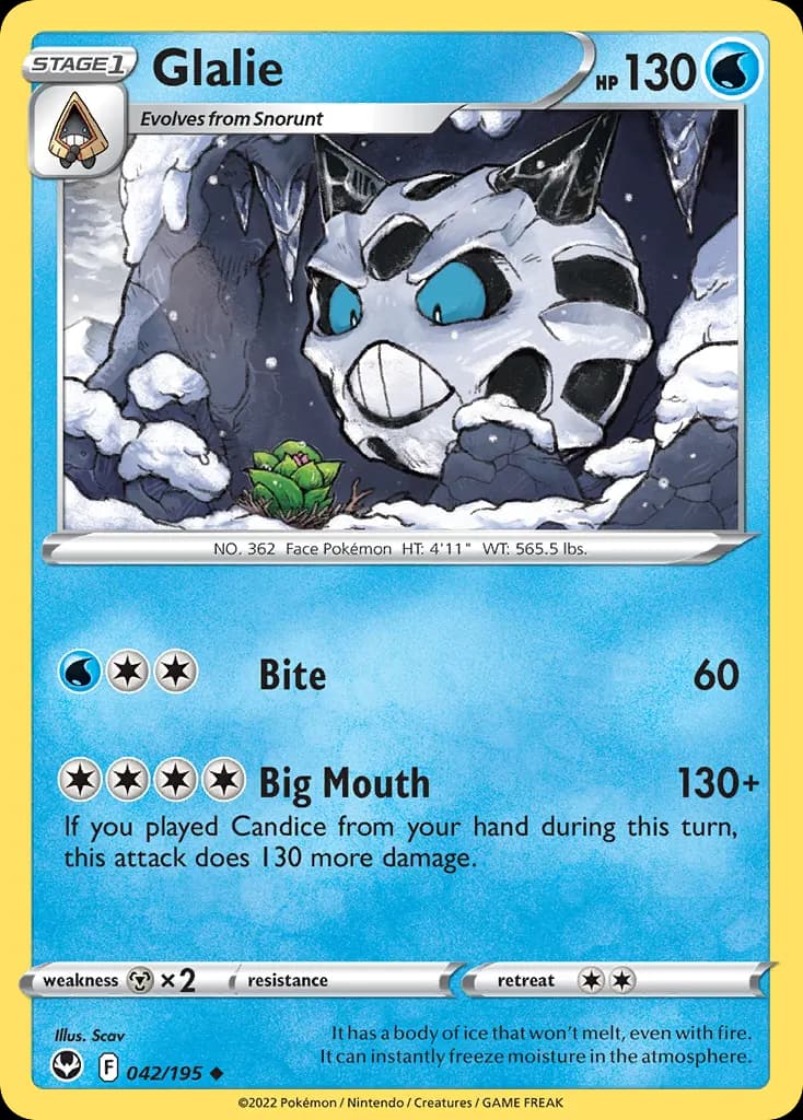 Glalie — Silver Tempest 42 Pokémon card
