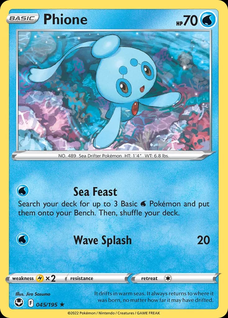Phione — Silver Tempest 45 Pokémon card