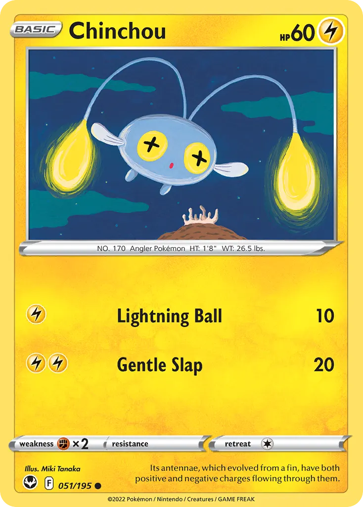 Chinchou — Silver Tempest 51 Pokémon card