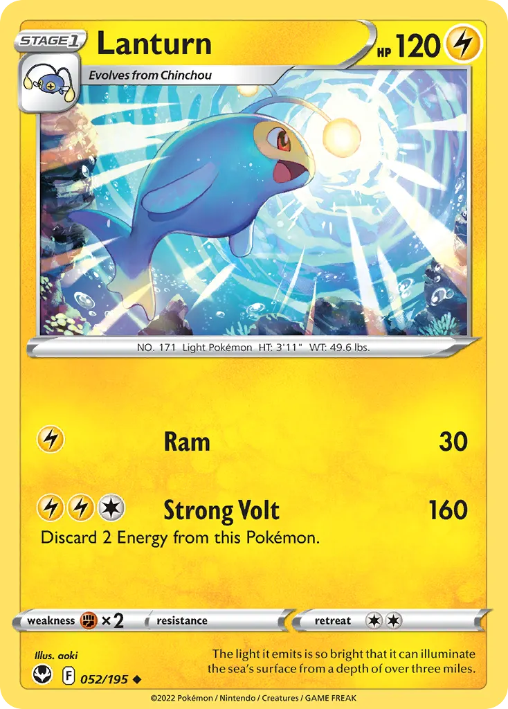 Lanturn — Silver Tempest 52 Pokémon card