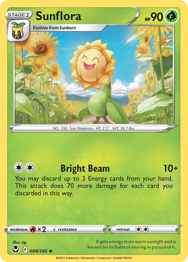 Sunflora — Silver Tempest 6 Pokémon card
