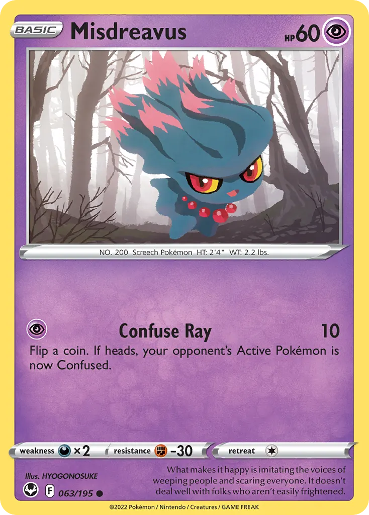 Misdreavus — Silver Tempest 63 Pokémon card