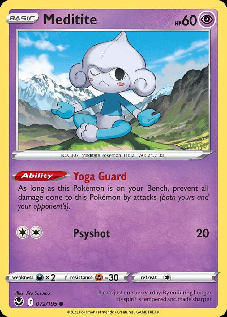 Meditite — Silver Tempest 72 Pokémon card