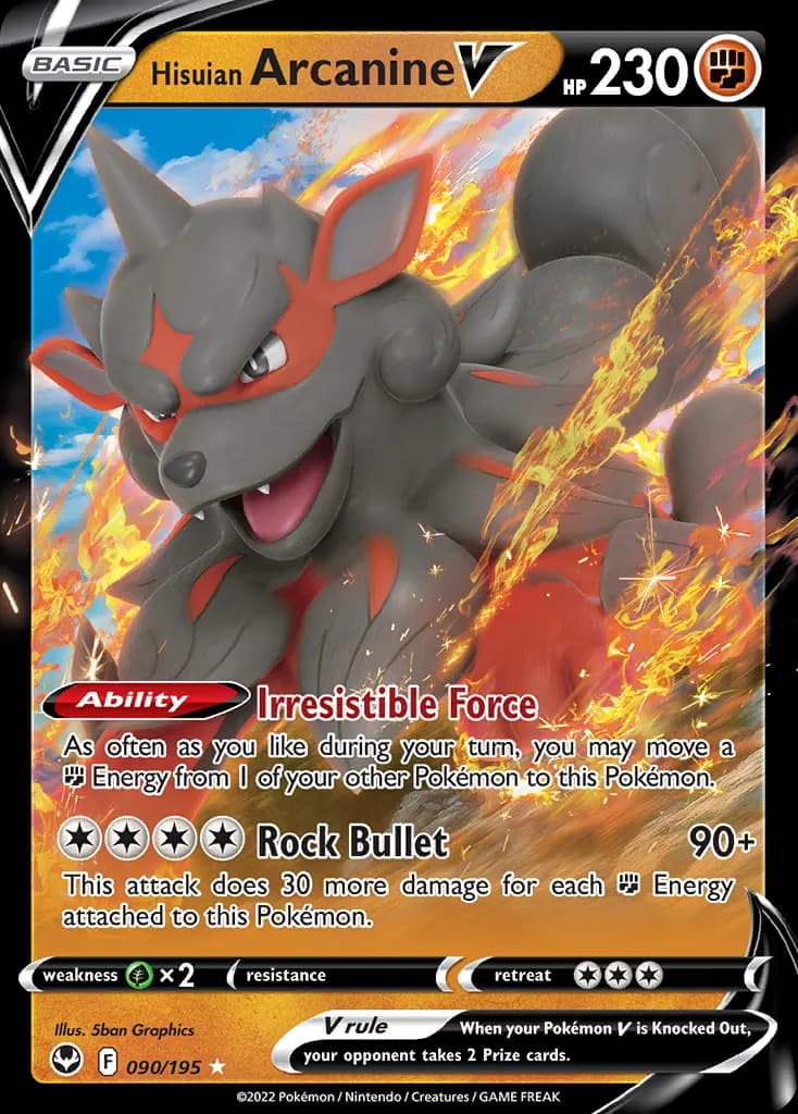 Hisuian Arcanine V — Silver Tempest 90 Pokémon card