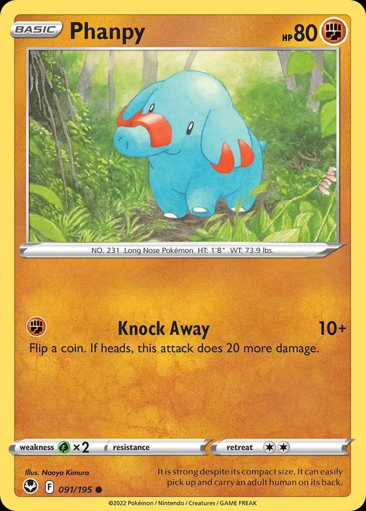 Phanpy — Silver Tempest 91 Pokémon card