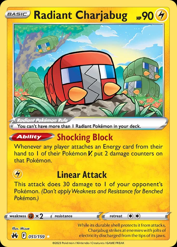 Radiant Charjabug — Crown Zenith 51 Pokémon card