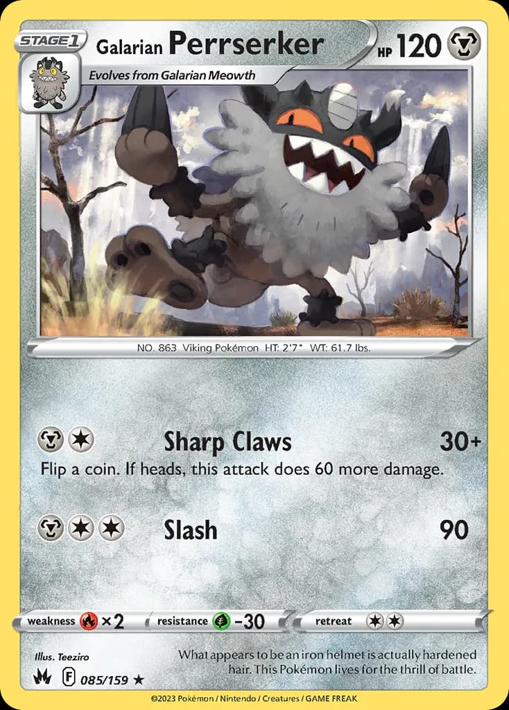 Galarian Perrserker — Crown Zenith 85 Pokémon card