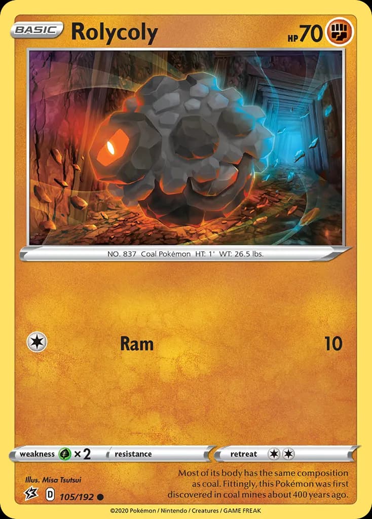 Rolycoly — Rebel Clash 105 Pokémon card