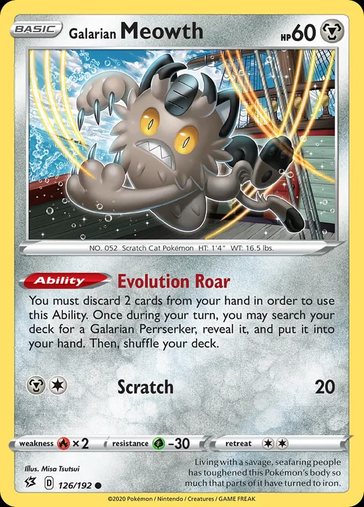 Galarian Meowth — Rebel Clash 126 Pokémon card