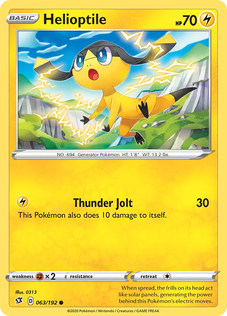 Helioptile — Rebel Clash 63 Pokémon card