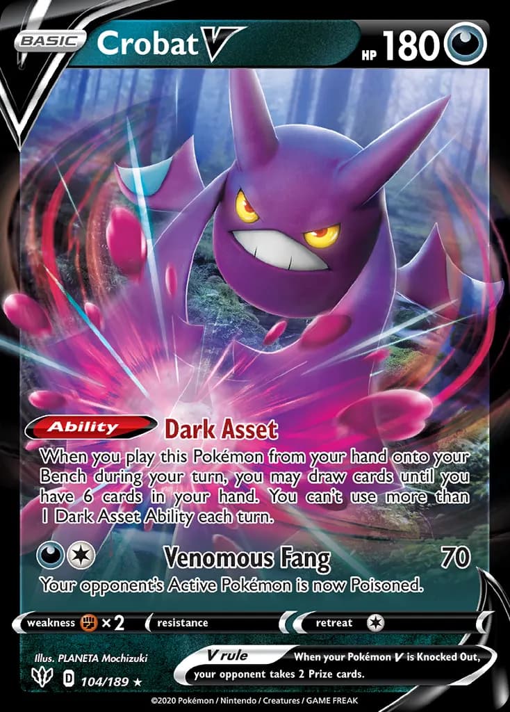Crobat V — Darkness Ablaze 104 Pokémon card