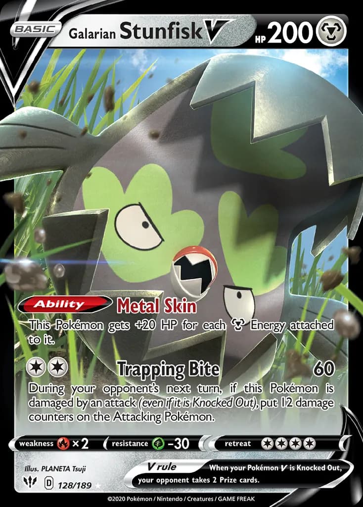 Galarian Stunfisk V — Darkness Ablaze 128 Pokémon card