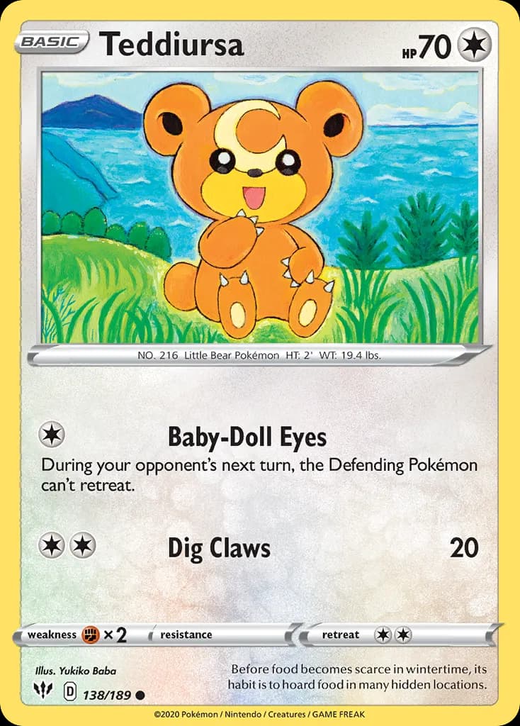 Teddiursa — Darkness Ablaze 138 Pokémon card