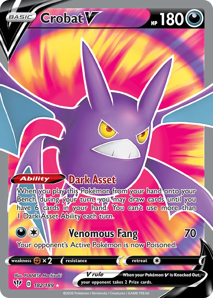 Crobat V — Darkness Ablaze 182 Pokémon card
