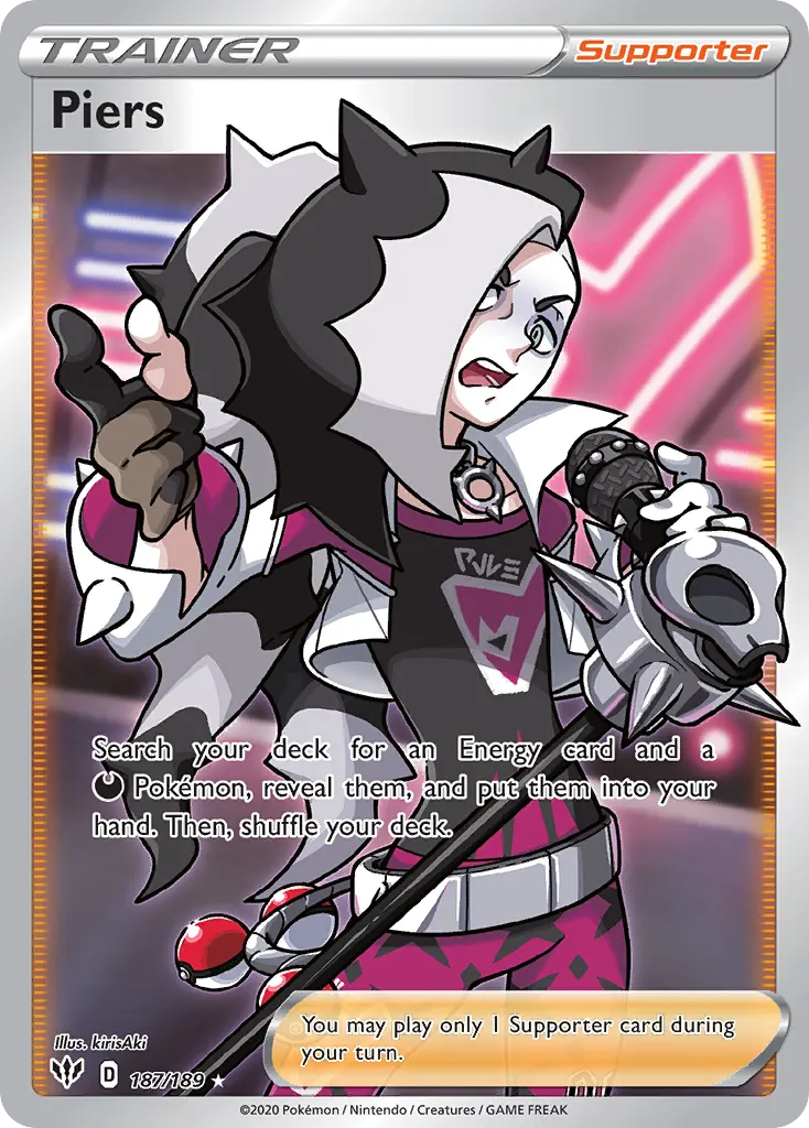 Piers — Darkness Ablaze 187 Pokémon card