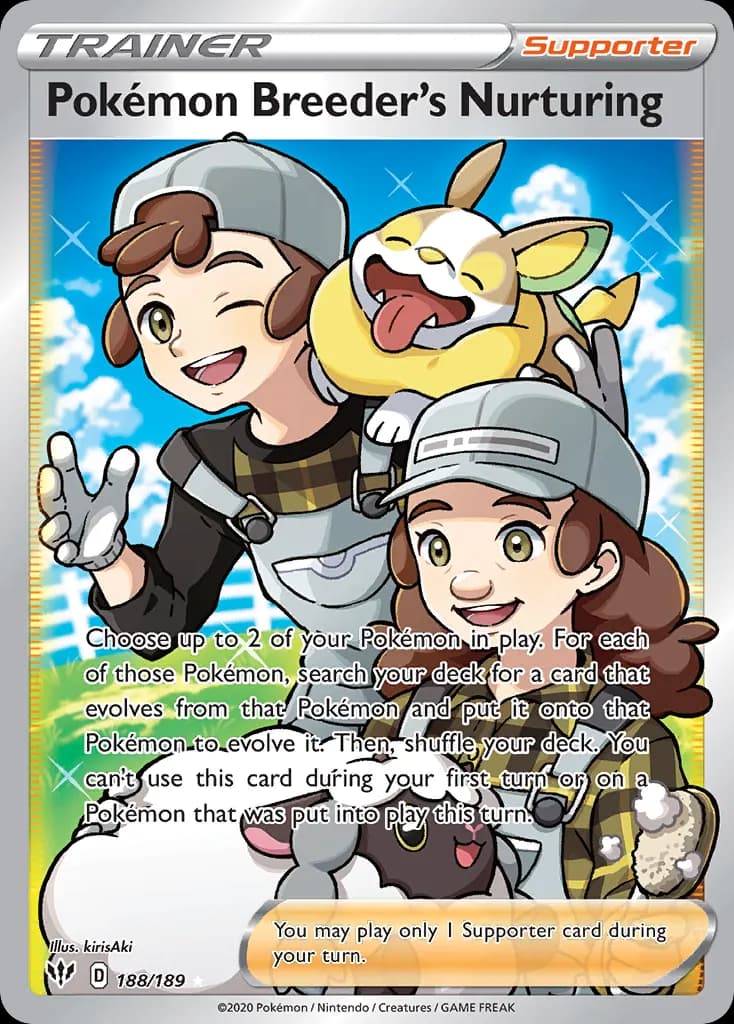Pokémon Breeder's Nurturing — Darkness Ablaze 188 Pokémon card