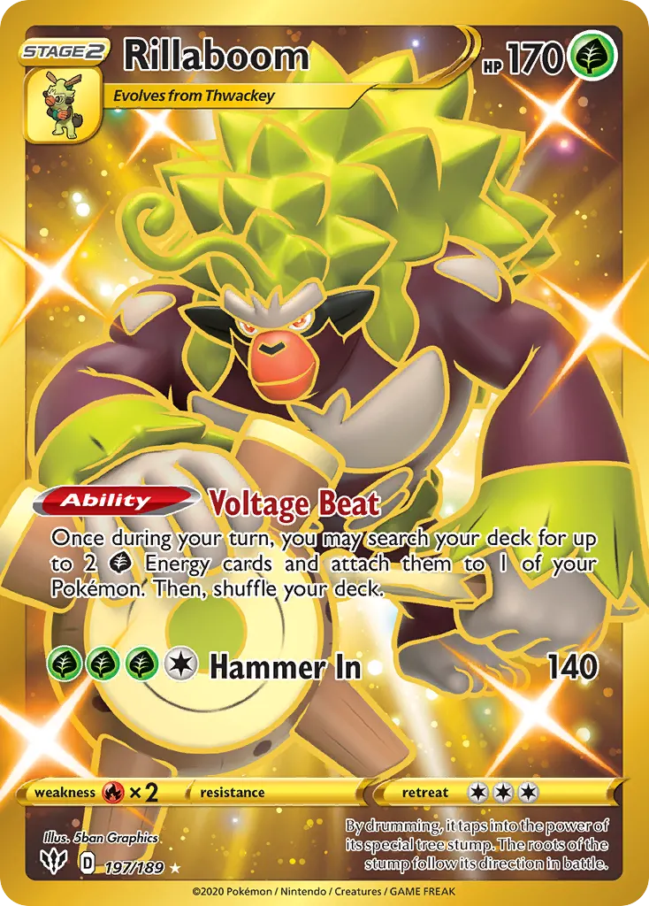 Rillaboom — Darkness Ablaze 197 Pokémon card