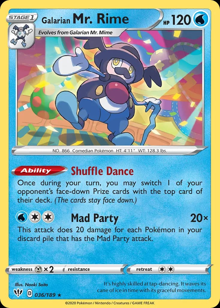 Galarian Mr. Rime — Darkness Ablaze 36 Pokémon card