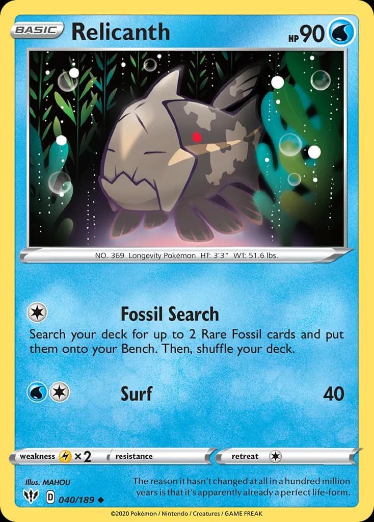 Relicanth — Darkness Ablaze 40 Pokémon card