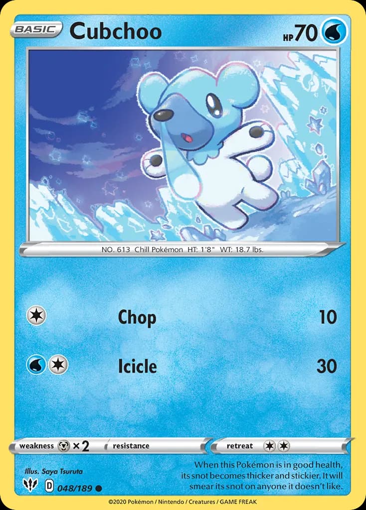 Cubchoo — Darkness Ablaze 48 Pokémon card