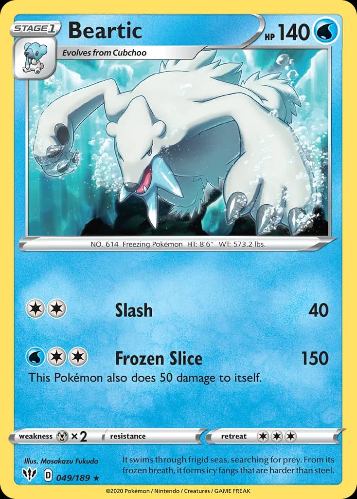 Beartic — Darkness Ablaze 49 Pokémon card
