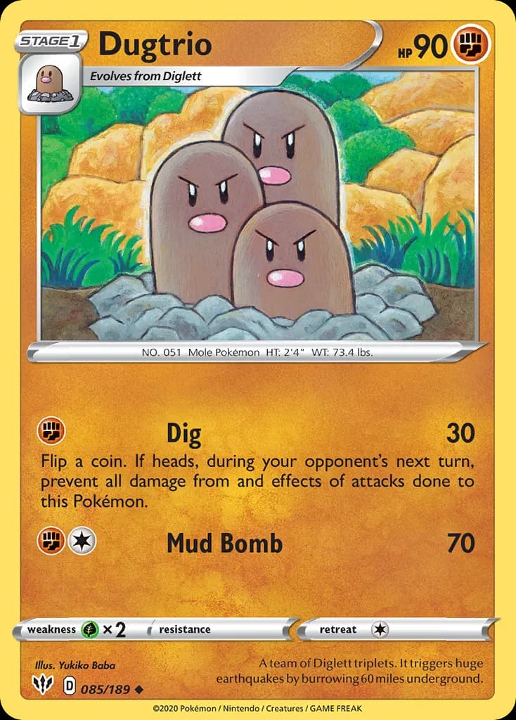 Dugtrio — Darkness Ablaze 85 Pokémon card