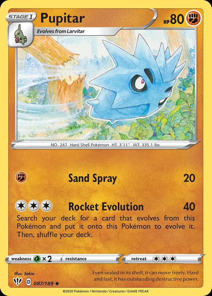 Pupitar — Darkness Ablaze 87 Pokémon card