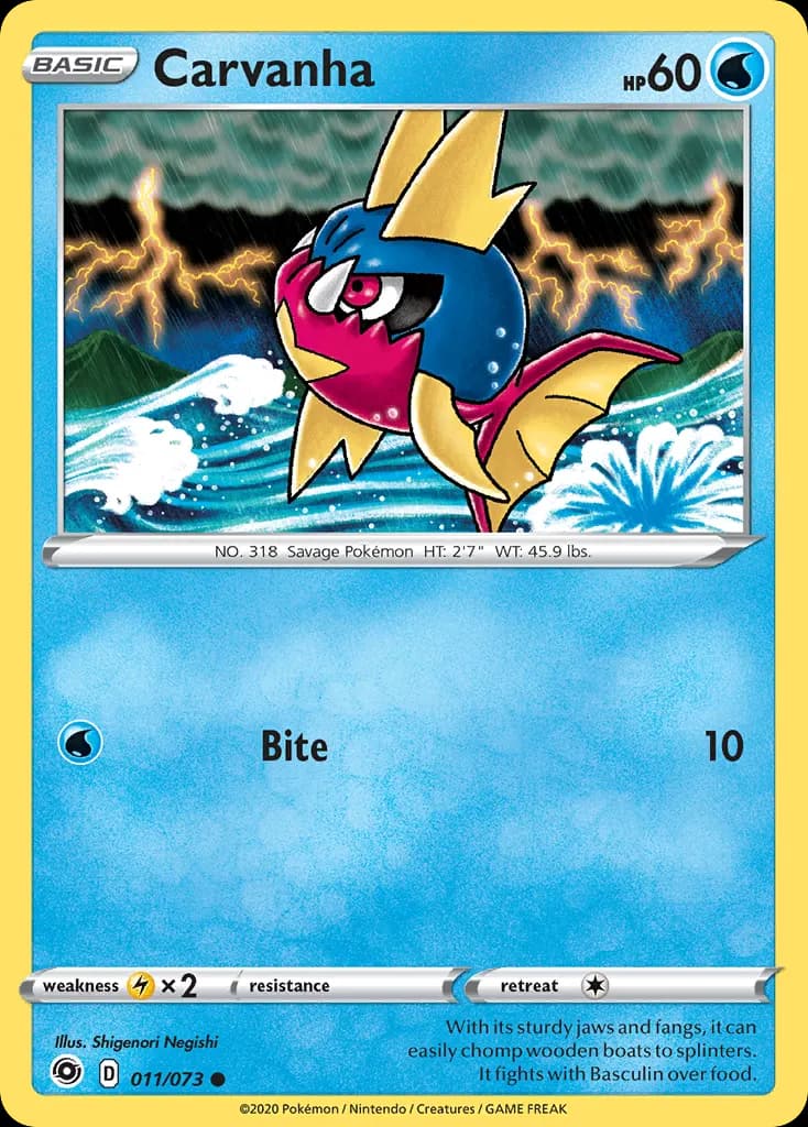 Carvanha — Champion's Path 11 Pokémon card