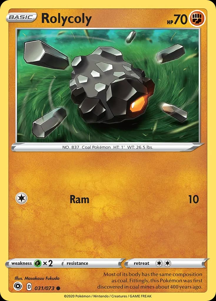 Rolycoly — Champion's Path 31 Pokémon card