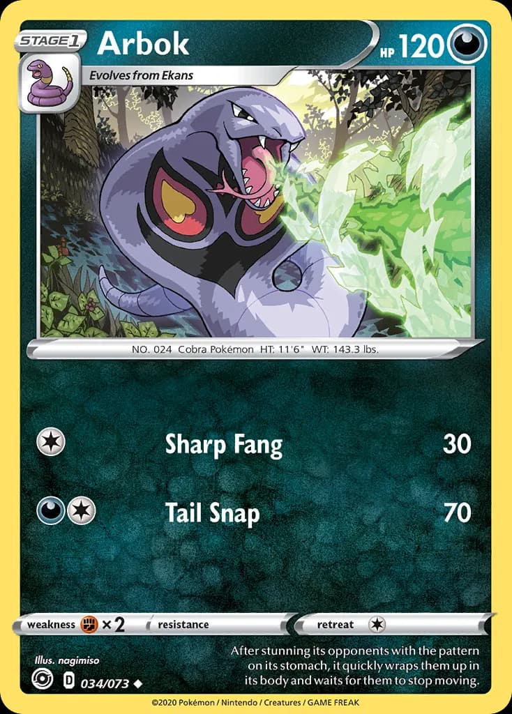 Arbok — Champion's Path 34 Pokémon card