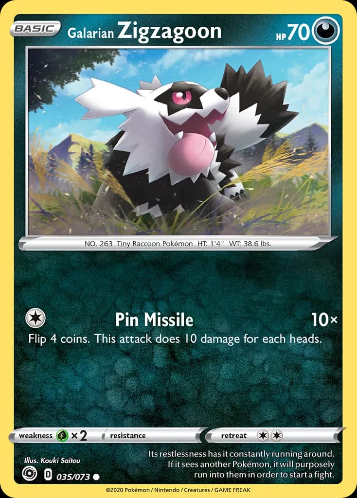 Galarian Zigzagoon — Champion's Path 35 Pokémon card