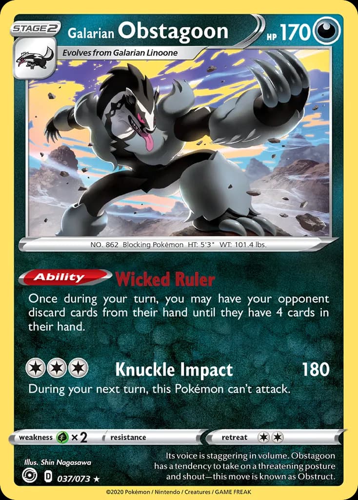Galarian Obstagoon — Champion's Path 37 Pokémon card