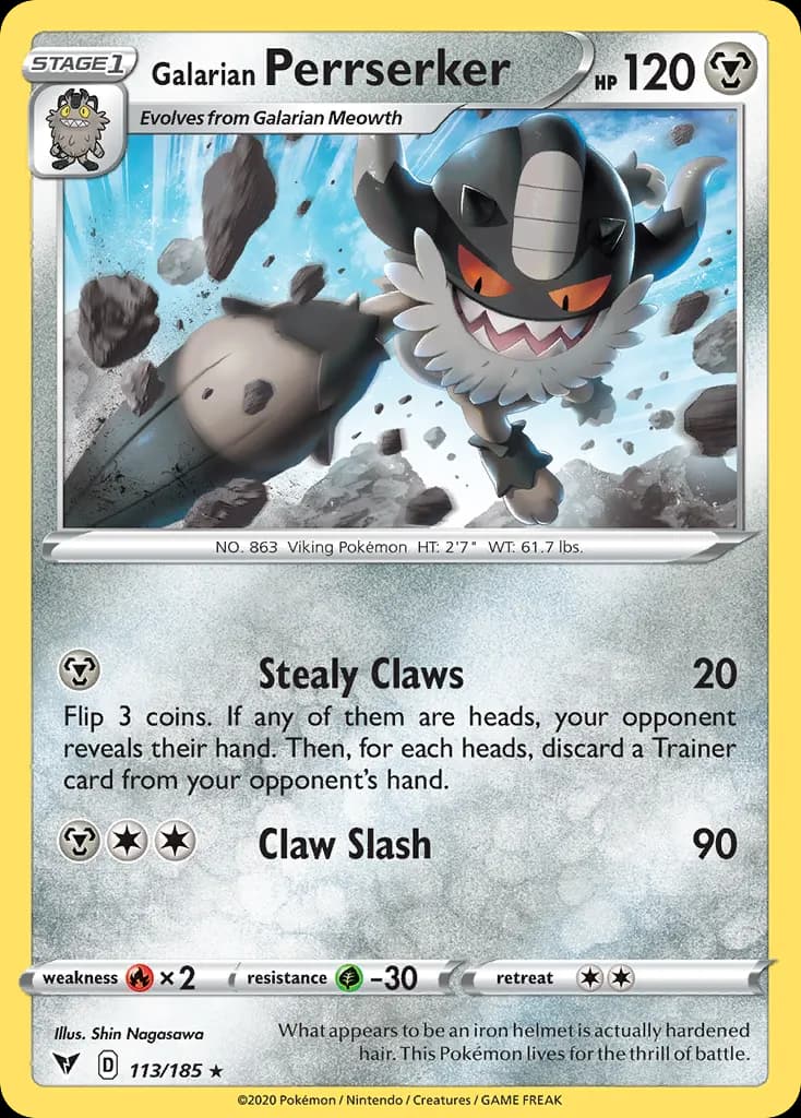 Galarian Perrserker — Vivid Voltage 113 Pokémon card