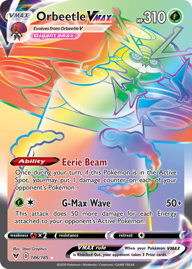 Orbeetle VMAX — Vivid Voltage 186 Pokémon card