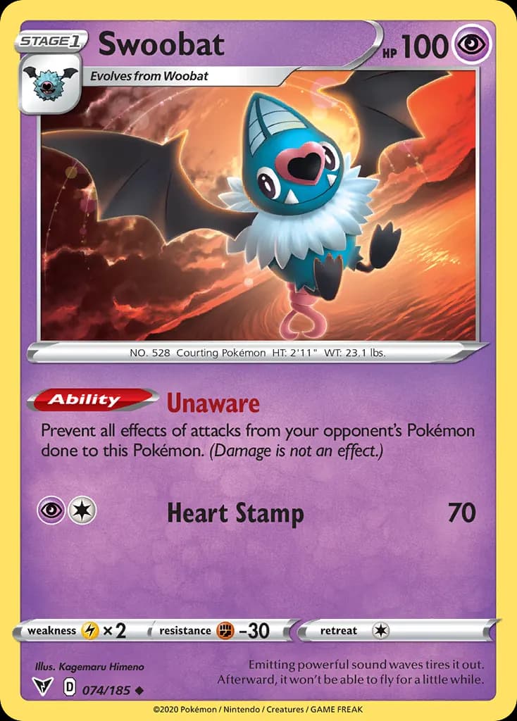 Swoobat — Vivid Voltage 74 Pokémon card