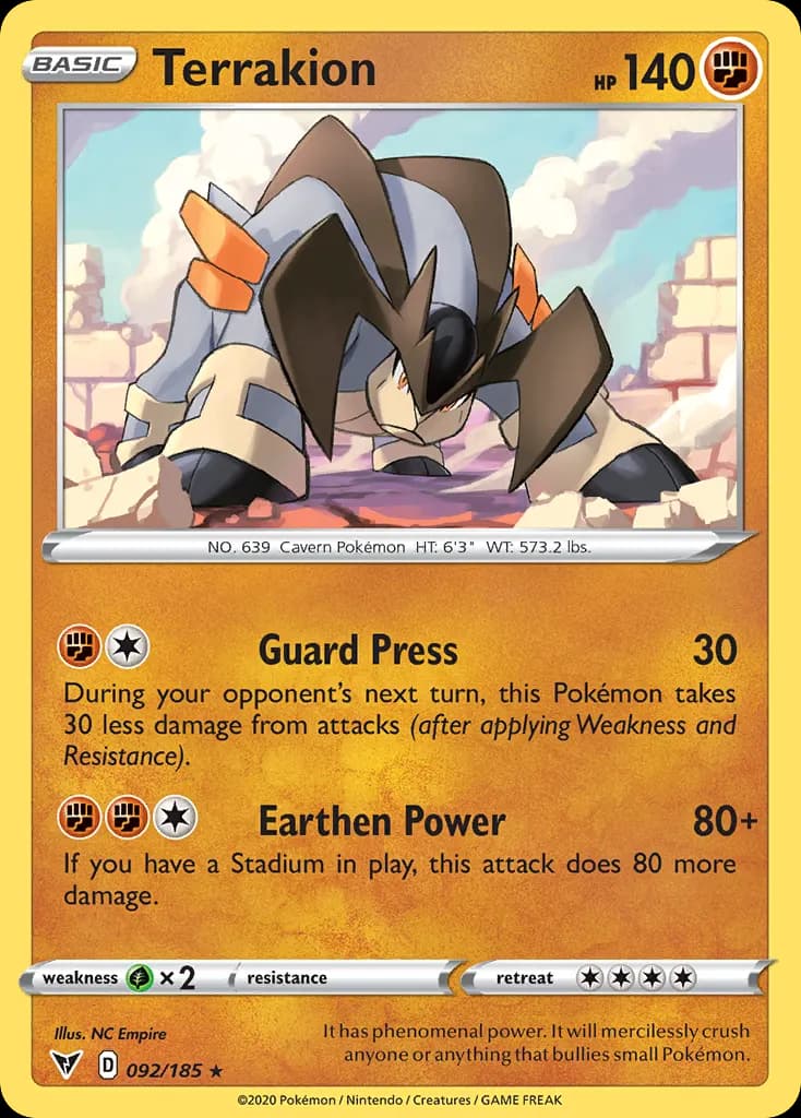 Terrakion — Vivid Voltage 92 Pokémon card