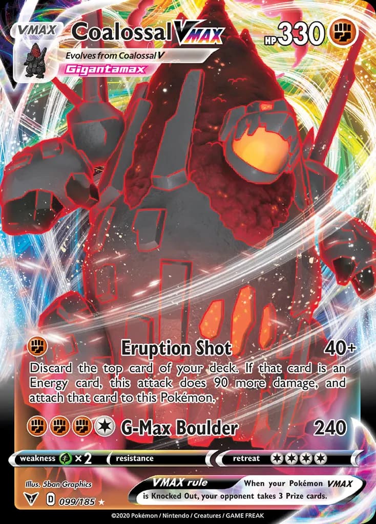 Coalossal VMAX — Vivid Voltage 99 Pokémon card