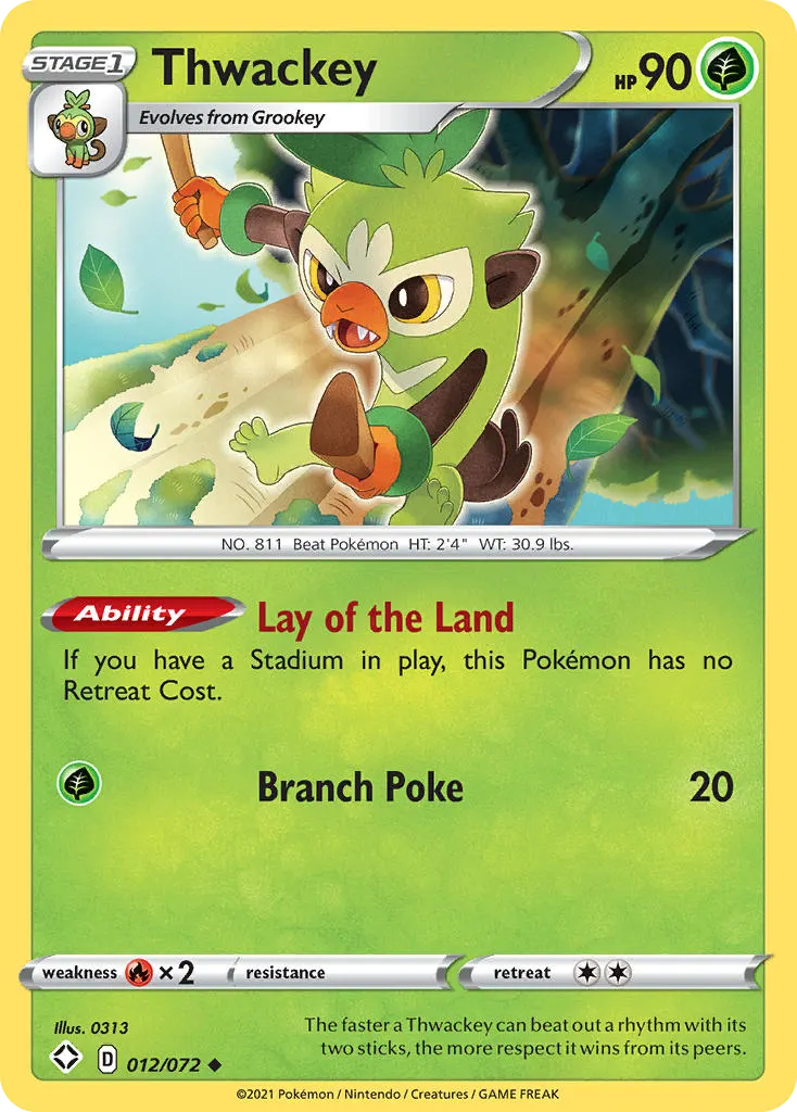 Thwackey — Shining Fates 12 Pokémon card