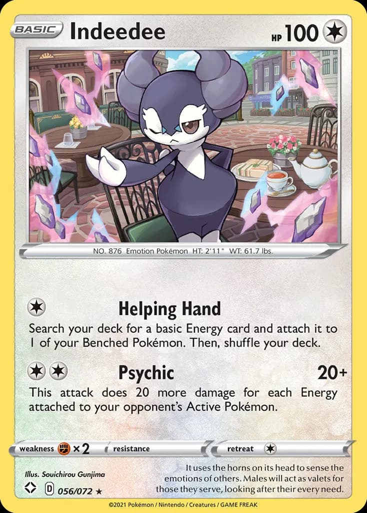 Indeedee — Shining Fates 56 Pokémon card