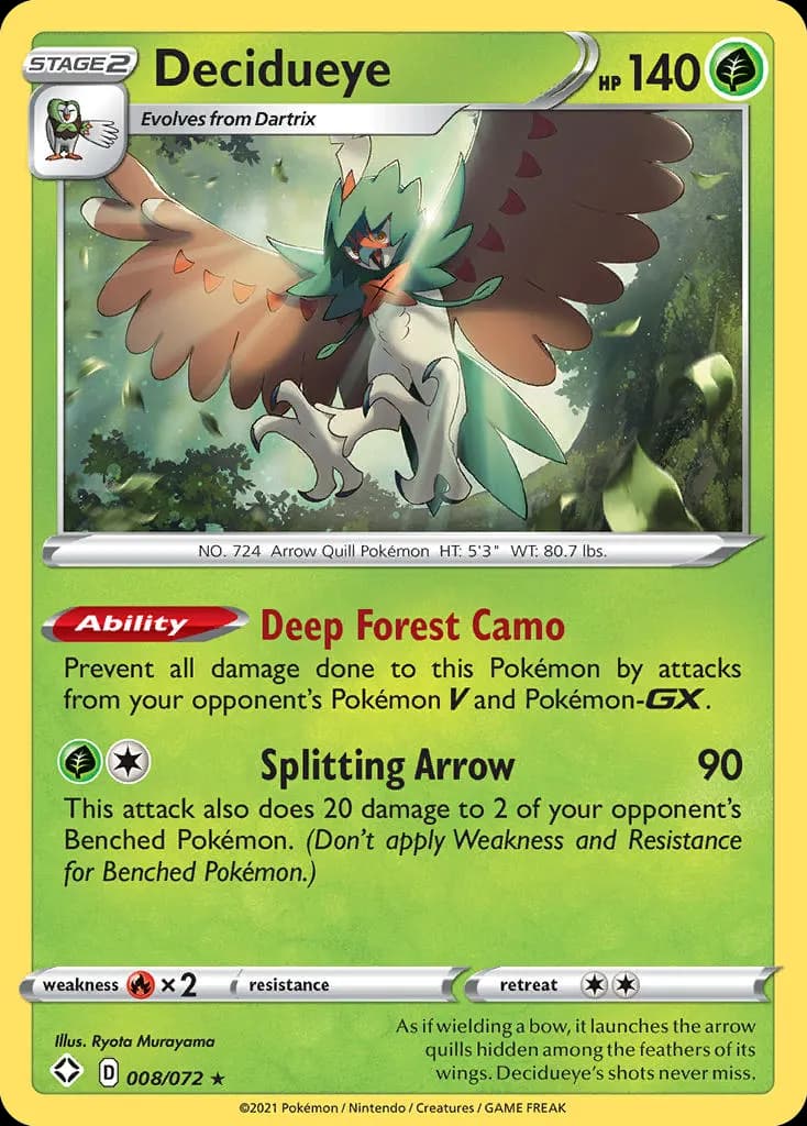 Decidueye — Shining Fates 8 Pokémon card