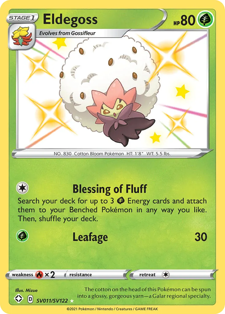 Eldegoss — Destinos Brillantes Tesoro Brillante SV011 Spanish Pokémon card